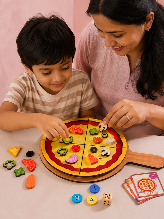Make Your Own Pizza Magnetic Wooden Pretend Play Toy for Kids | DIY Pizza Making Set with Magnetic Pizza Base, 11 Toppings, 5 Recipe Cards & Serving Pad | Little Chef Pretend Play Set