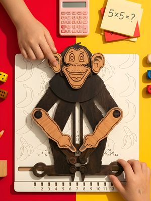 Multiplication Monkey | Interactive Wooden Multiplication Learning Toy for Kids | Montessori Math Board | STEM Educational Game