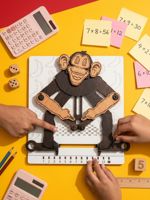 Multiplication Monkey | Interactive Wooden Multiplication Learning Toy for Kids | Montessori Math Board | STEM Educational Game