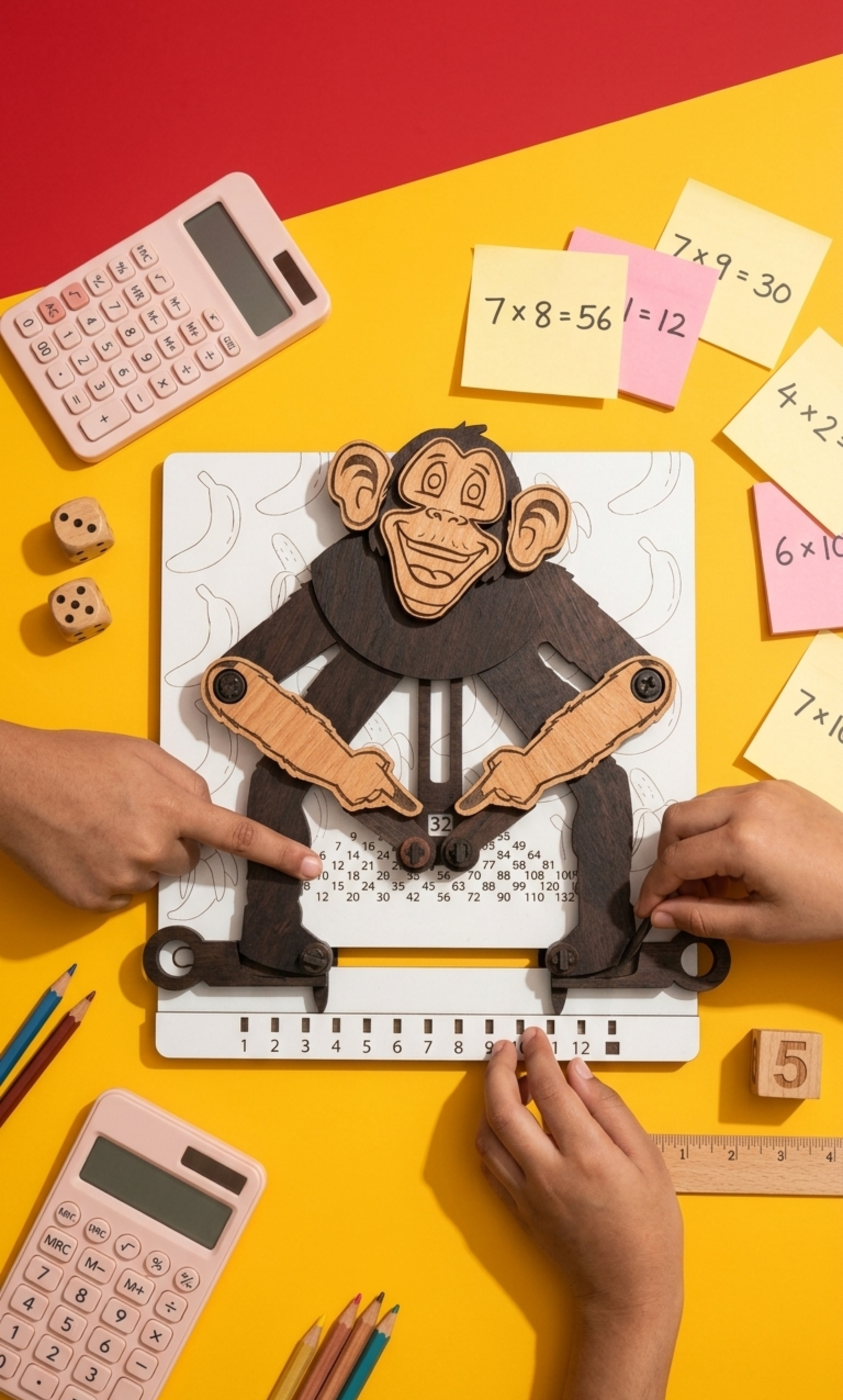 Multiplication Monkey | Interactive Wooden Multiplication Learning Toy for Kids | Montessori Math Board | STEM Educational Game