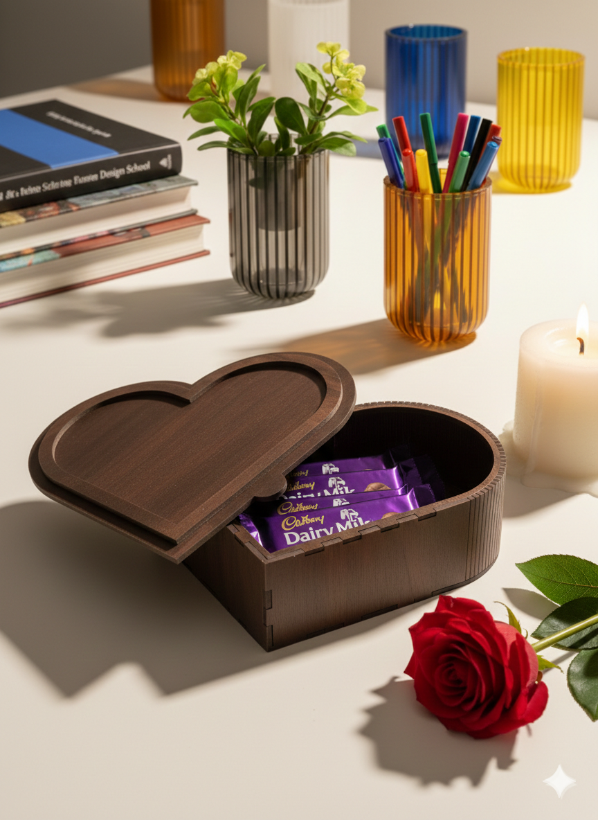 Heart Shape Wooden Box