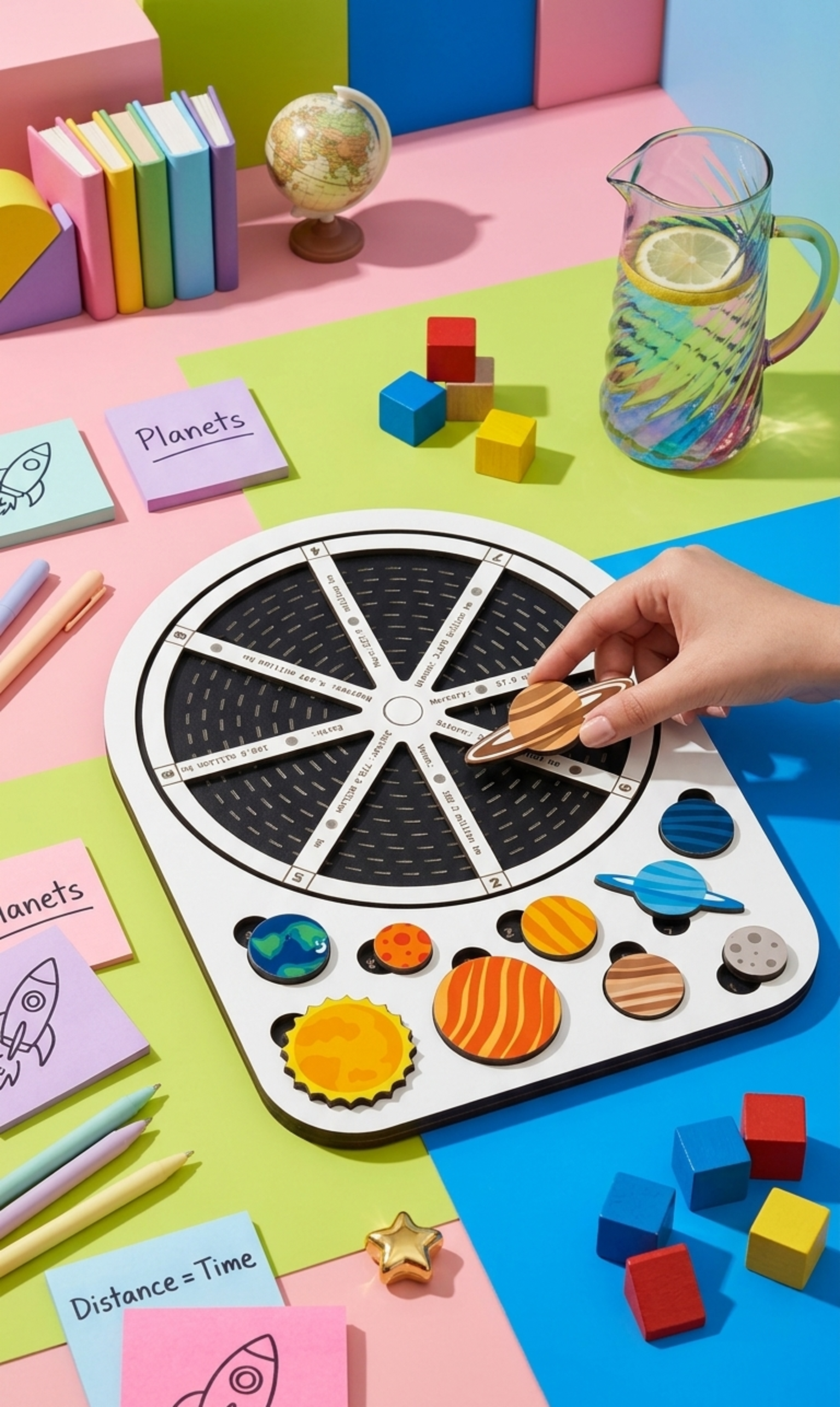 Planets Learner Board for Kid | Magnetic Solar System Learning Board for Kids | Montessori STEM Educational Toy | Wooden Planet Puzzle