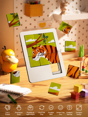 Sliding Puzzle :  Animal Puzzle for Kids | Educational Brain Game | Portable Travel Puzzle | Montessori Learning Toy for Toddlers & Kids 3+ Years