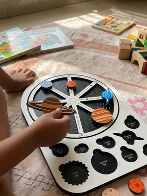 Planets Learner Board for Kid | Magnetic Solar System Learning Board for Kids | Montessori STEM Educational Toy | Wooden Planet Puzzle