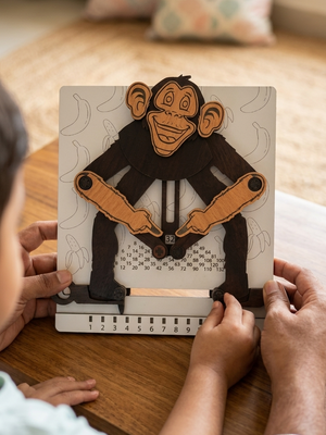 Multiplication Monkey | Interactive Wooden Multiplication Learning Toy for Kids | Montessori Math Board | STEM Educational Game