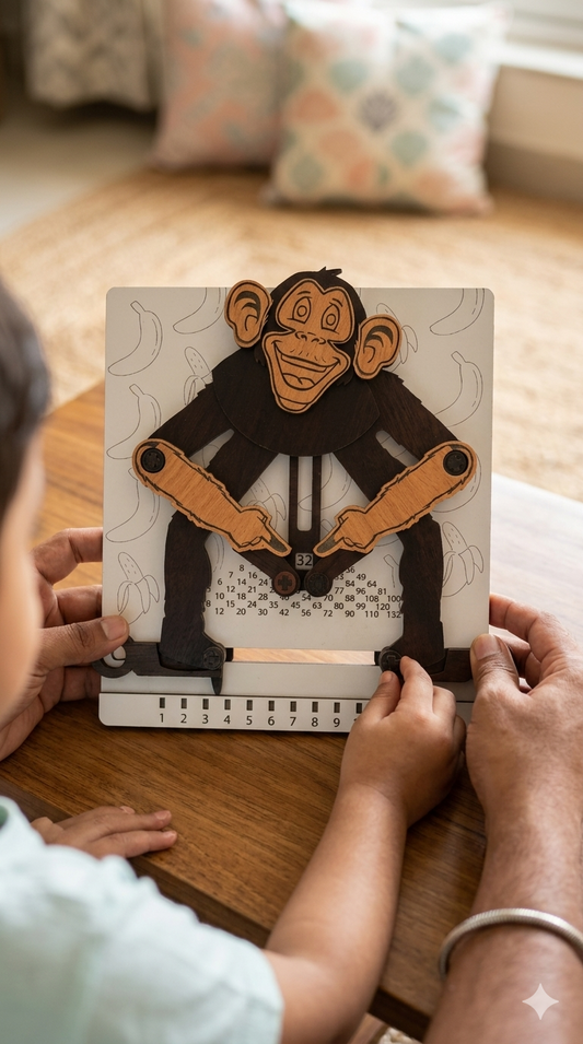 Multiplication Monkey | Interactive Wooden Multiplication Learning Toy for Kids | Montessori Math Board | STEM Educational Game